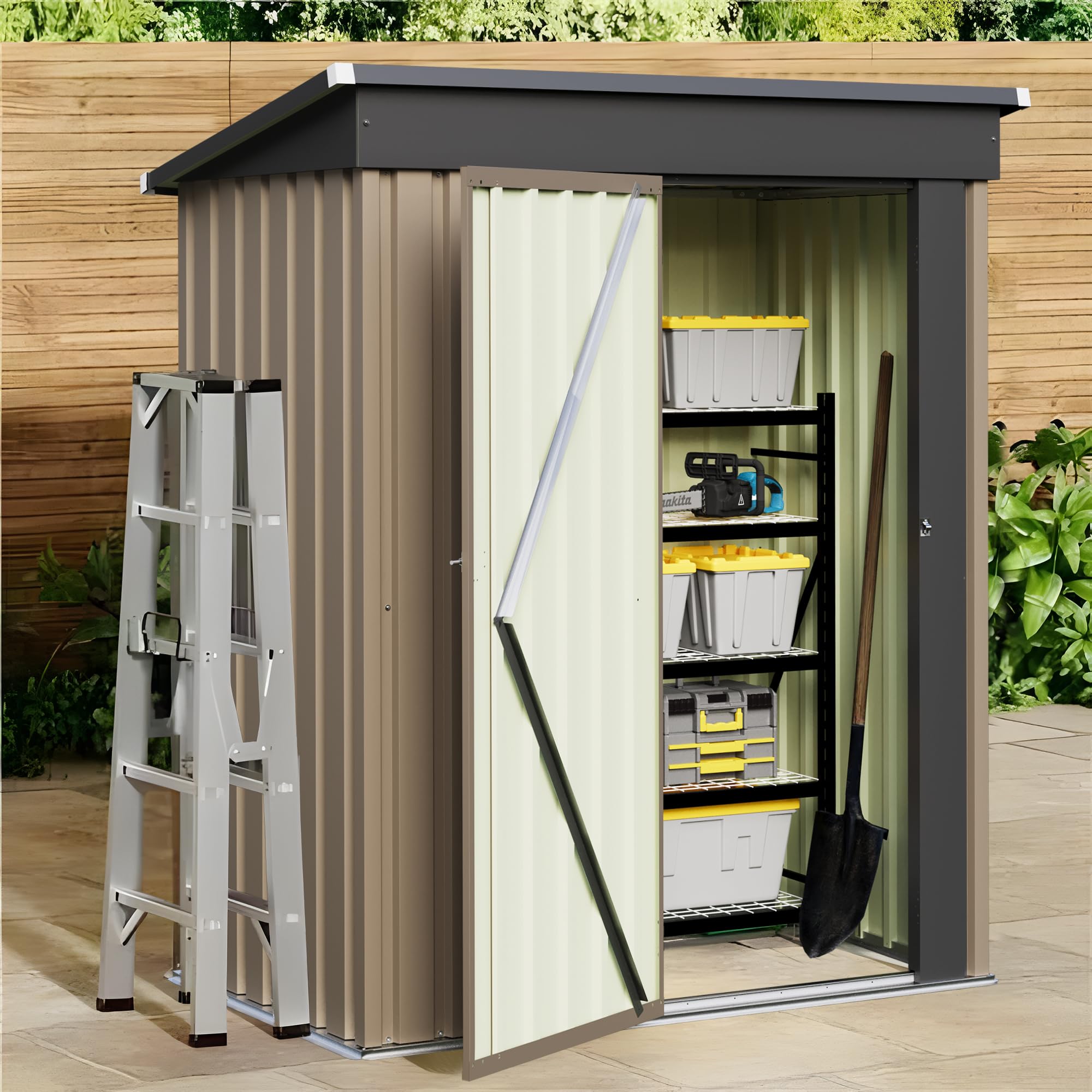 カントリー調　大型物置　組み立て式　送料込み カントリー調物置 薄型 ／ KCSL1260DBR の通販